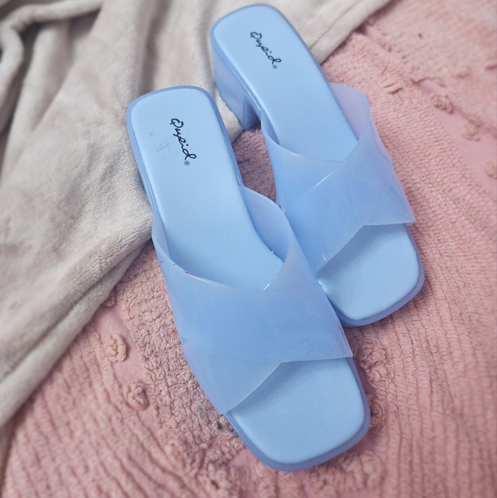 Cupid Women's Blue Slide Sandals